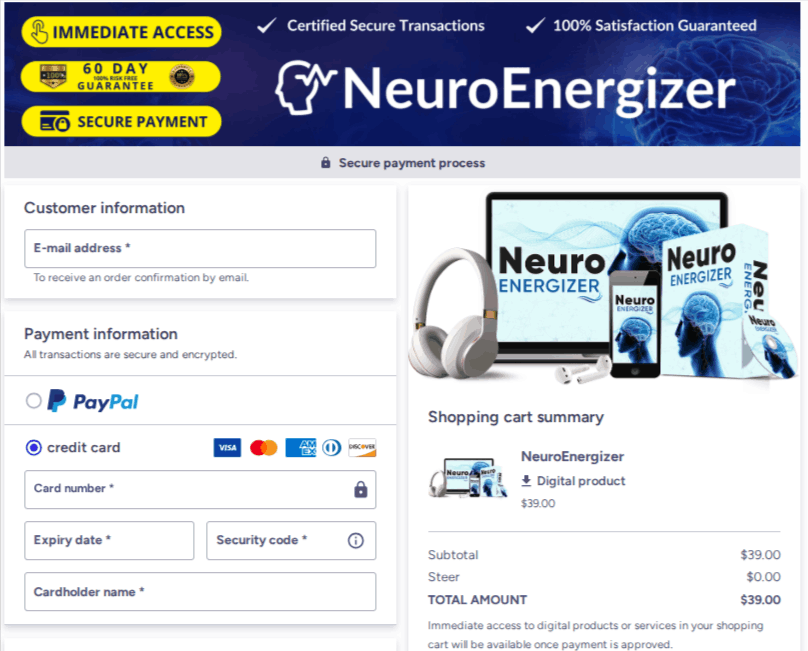 Neuro Energizer USA Checkout